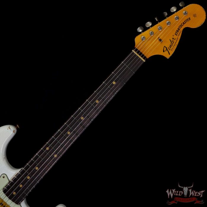 Fender Custom Shop Wild West White Lightning Stratocaster 2.0 Heavy Relic Rosewood Fingeboard British Racing Green - Image 4