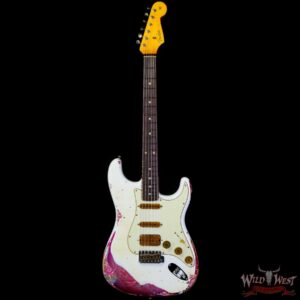 Fender Custom Shop Wild West White Lightning 2.0 Stratocaster HSS Rosewood Board 22 Frets Heavy Relic Pink Paisley - Image 3
