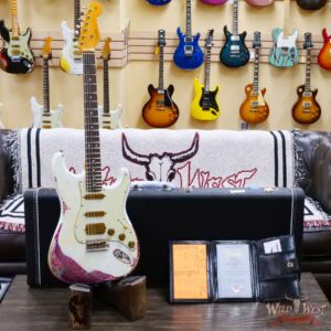 Fender Custom Shop Wild West White Lightning 2.0 Stratocaster HSS Rosewood Board 22 Frets Heavy Relic Pink Paisley - Image 6