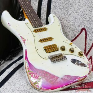 Fender Custom Shop Wild West White Lightning 2.0 Stratocaster HSS Rosewood Board 22 Frets Heavy Relic Pink Paisley - Image 8