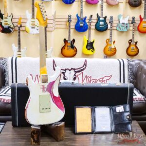 Fender Custom Shop Wild West White Lightning 2.0 Stratocaster HSS Rosewood Board 22 Frets Heavy Relic Pink Paisley - Image 11