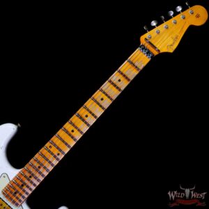 Fender Custom Shop Wild West White Lightning Stratocaster HSH Floyd Rose Maple Board Heavy Relic Olympic White over 2 Tone Sunburst - Image 4
