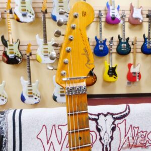 Fender Custom Shop Wild West White Lightning Stratocaster HSH Floyd Rose Maple Board Heavy Relic Olympic White over 2 Tone Sunburst - Image 7