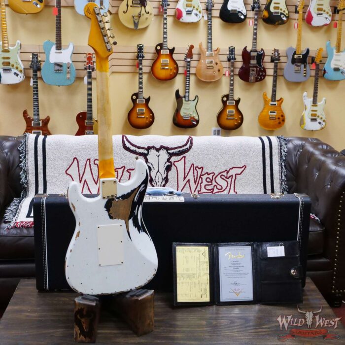 Fender Custom Shop Wild West White Lightning Stratocaster HSS Floyd Rose Rosewood Board 22 Frets Heavy Relic Black - Image 9
