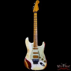 Fender Custom Shop Wild West White Lightning Stratocaster HSS Floyd Rose Maple Board 22 Frets Heavy Relic Candy Apple Red - Image 3