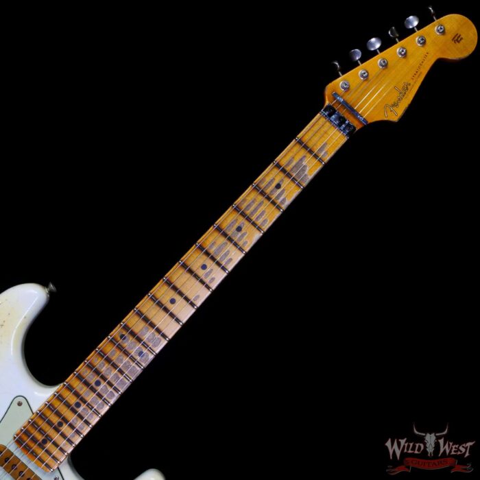 Fender Custom Shop Wild West White Lightning Stratocaster HSS Floyd Rose Maple Board 22 Frets Heavy Relic Candy Apple Red - Image 4