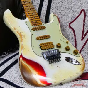 Fender Custom Shop Wild West White Lightning Stratocaster HSS Floyd Rose Maple Board 22 Frets Heavy Relic Candy Apple Red - Image 8