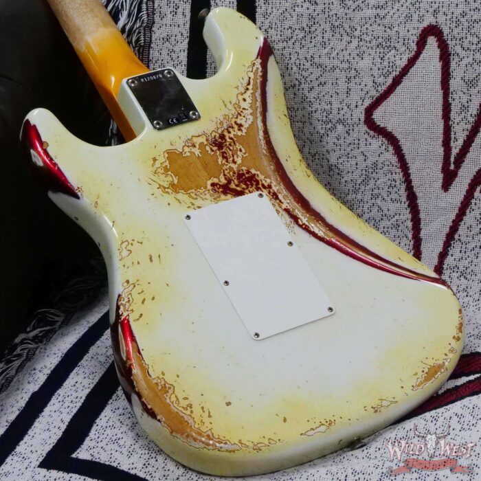 Fender Custom Shop Wild West White Lightning Stratocaster HSS Floyd Rose Maple Board 22 Frets Heavy Relic Candy Apple Red - Image 12
