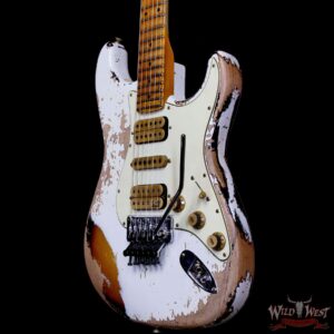 Fender Custom Shop Wild West White Lightning Stratocaster Floyd Rose HSH Maple Fingerboard 22 Frets Heavy Relic 2 Tone Sunburst 8.00 lbs - Image 2