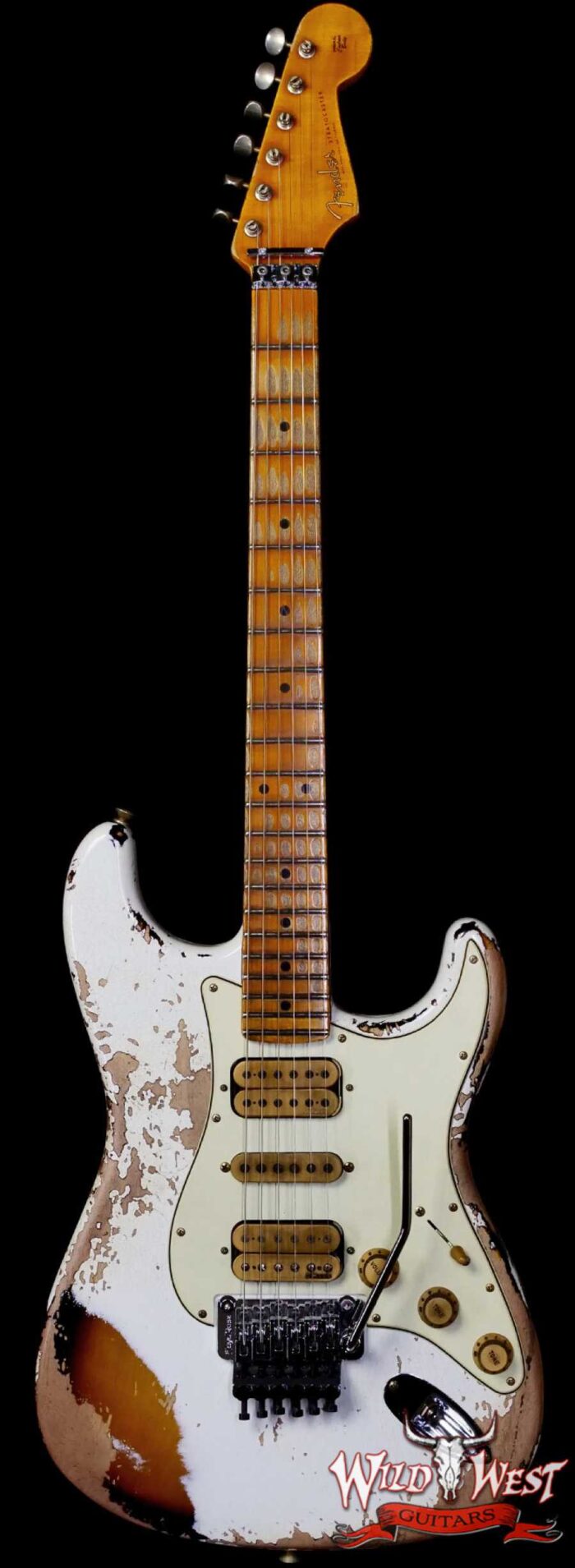 Fender Custom Shop Wild West White Lightning Stratocaster Floyd Rose HSH Maple Fingerboard 22 Frets Heavy Relic 2 Tone Sunburst 8.00 lbs - Image 1