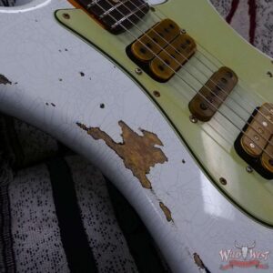 Fender Custom Shop Wild West White Lightning Stratocaster HSH Floyd Rose Rosewood Board Heavy Relic Olympic White over 3 Tone Sunburst - Image 9