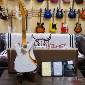 Fender Custom Shop Wild West White Lightning Stratocaster HSH Floyd Rose Rosewood Board Heavy Relic Olympic White over 3 Tone Sunburst - Image 10