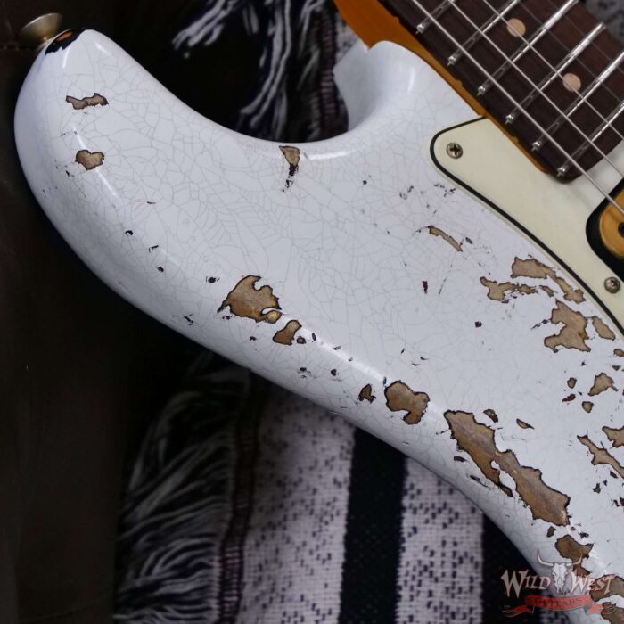 Fender Custom Shop Wild West White Lightning Stratocaster Floyd Rose HSH Rosewood Fingerboard 22 Frets Heavy Relic 3 Tone Sunburst 8.10 lbs - Image 9