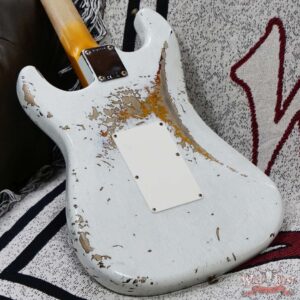Fender Custom Shop Wild West White Lightning Stratocaster Floyd Rose HSH Rosewood Fingerboard 22 Frets Heavy Relic 3 Tone Sunburst 8.10 lbs - Image 12