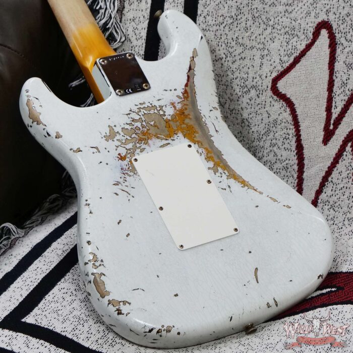 Fender Custom Shop Wild West White Lightning Stratocaster Floyd Rose HSH Rosewood Fingerboard 22 Frets Heavy Relic 3 Tone Sunburst 8.10 lbs - Image 12
