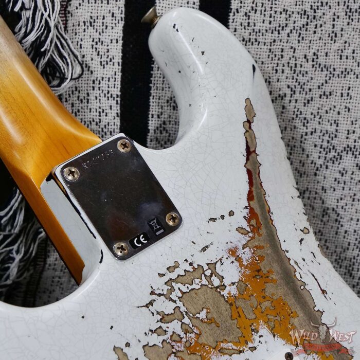 Fender Custom Shop Wild West White Lightning Stratocaster Floyd Rose HSH Rosewood Fingerboard 22 Frets Heavy Relic 3 Tone Sunburst 8.10 lbs - Image 13