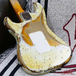 Fender Custom Shop Wild West White Lightning Stratocaster HSH Floyd Rose Maple Fingerboard Heavy Relic Olympic White over 2 Tone Sunburst - Image 12
