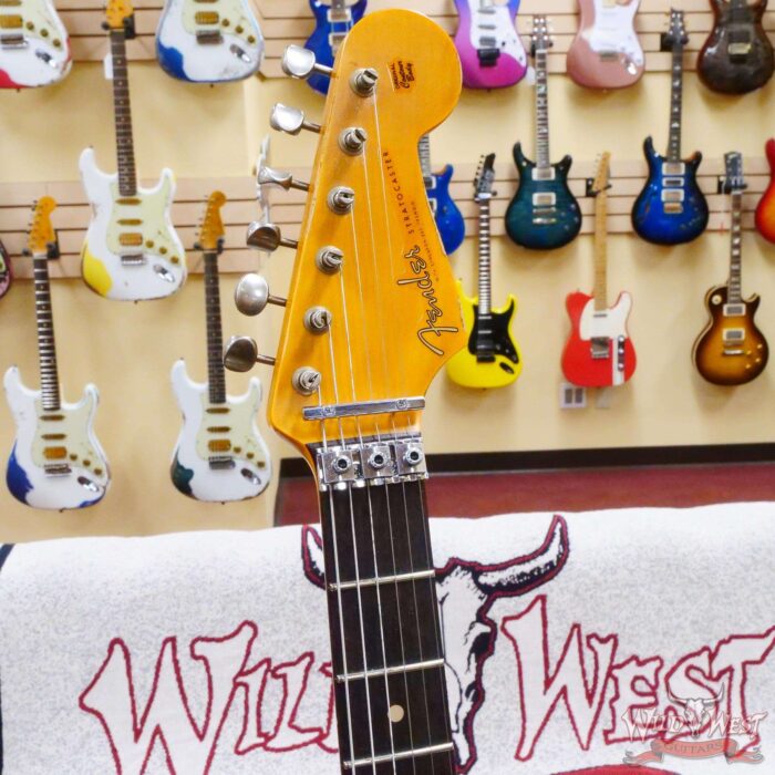 Fender Custom Shop Wild West White Lightning Stratocaster HSH Floyd Rose Rosewood Board Black Pickguard Heavy Relic Olympic White over Black - Image 7