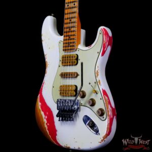 Fender Custom Shop Wild West White Lightning Stratocaster HSH Floyd Rose Maple Board 22 Frets Heavy Relic Fiesta Red - Image 2