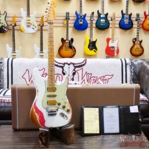 Fender Custom Shop Wild West White Lightning Stratocaster HSH Floyd Rose Maple Board 22 Frets Heavy Relic Fiesta Red - Image 6