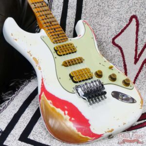 Fender Custom Shop Wild West White Lightning Stratocaster HSH Floyd Rose Maple Board 22 Frets Heavy Relic Fiesta Red - Image 8