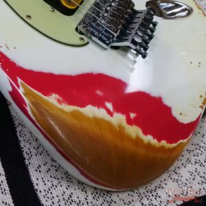 Fender Custom Shop Wild West White Lightning Stratocaster HSH Floyd Rose Maple Board 22 Frets Heavy Relic Fiesta Red - Image 9
