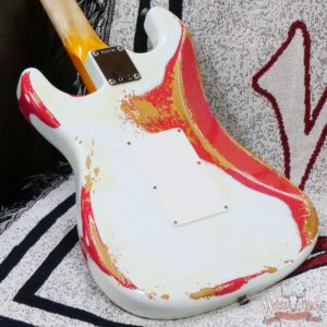 Fender Custom Shop Wild West White Lightning Stratocaster HSH Floyd Rose Maple Board 22 Frets Heavy Relic Fiesta Red - Image 12
