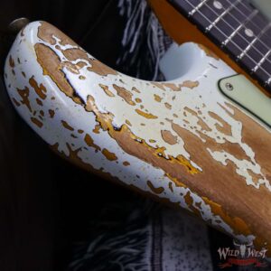 Fender Custom Shop Wild West White Lightning Stratocaster HSH Floyd Rose Rosewood Fingerboard Heavy Relic Olympic White over 3 Tone Sunburst - Image 9