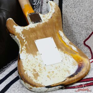 Fender Custom Shop Wild West White Lightning Stratocaster HSH Floyd Rose Rosewood Fingerboard Heavy Relic Olympic White over 3 Tone Sunburst - Image 11