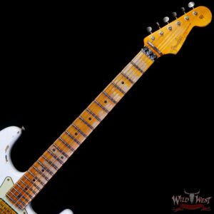 Fender Custom Shop Wild West White Lightning Stratocaster HSH Floyd Rose Maple Board 22 Frets Heavy Relic Black - Image 4