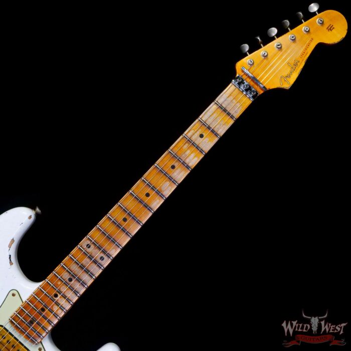 Fender Custom Shop Wild West White Lightning Stratocaster HSH Floyd Rose Maple Board 22 Frets Heavy Relic Black - Image 4