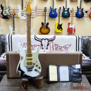 Fender Custom Shop Wild West White Lightning Stratocaster HSH Floyd Rose Maple Board 22 Frets Heavy Relic Black - Image 6