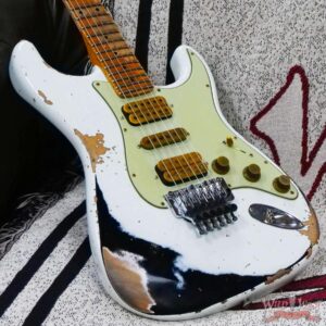 Fender Custom Shop Wild West White Lightning Stratocaster HSH Floyd Rose Maple Board 22 Frets Heavy Relic Black - Image 8