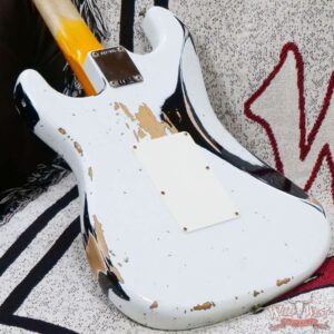 Fender Custom Shop Wild West White Lightning Stratocaster HSH Floyd Rose Maple Board 22 Frets Heavy Relic Black - Image 12