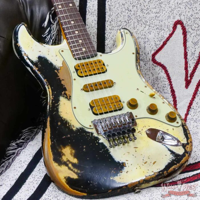 Fender Custom Shop Wild West White Lightning Stratocaster HSH Floyd Rose Rosewood Board Heavy Relic Olympic White over Black - Image 8