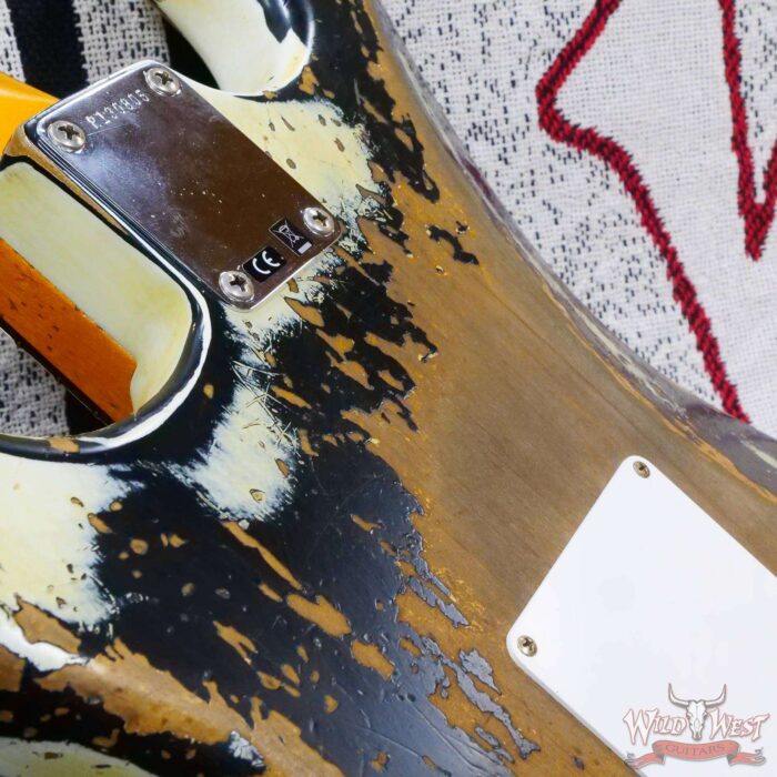Fender Custom Shop Wild West White Lightning Stratocaster HSH Floyd Rose Rosewood Board Heavy Relic Olympic White over Black - Image 13