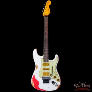 Fender Custom Shop Wild West White Lightning Stratocaster HSH Floyd Rose Rosewood Board 22 Frets Heavy Relic Fiesta Red - Image 3