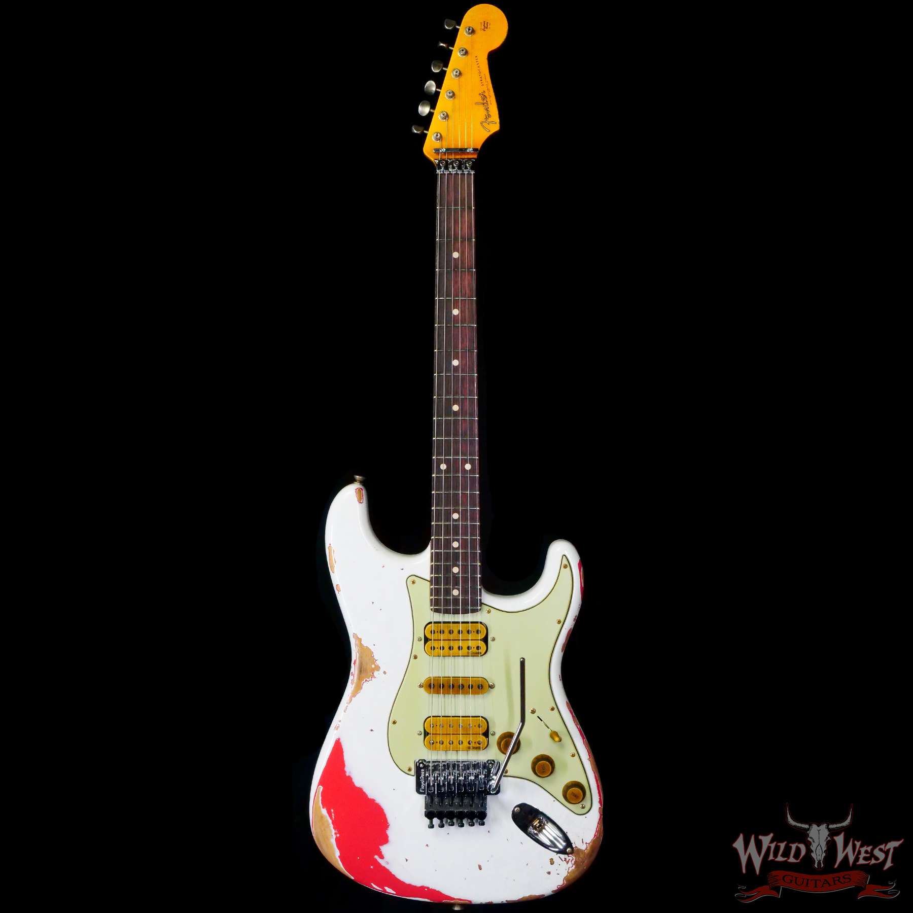 fendercs-wlfr-hsh-r130894-c1__wwg.jpg Fender Custom Shop Wild West White Lightning Stratocaster HSH Floyd Rose Rosewood Board 22 Frets Heavy Relic Fiesta Red - Image 3