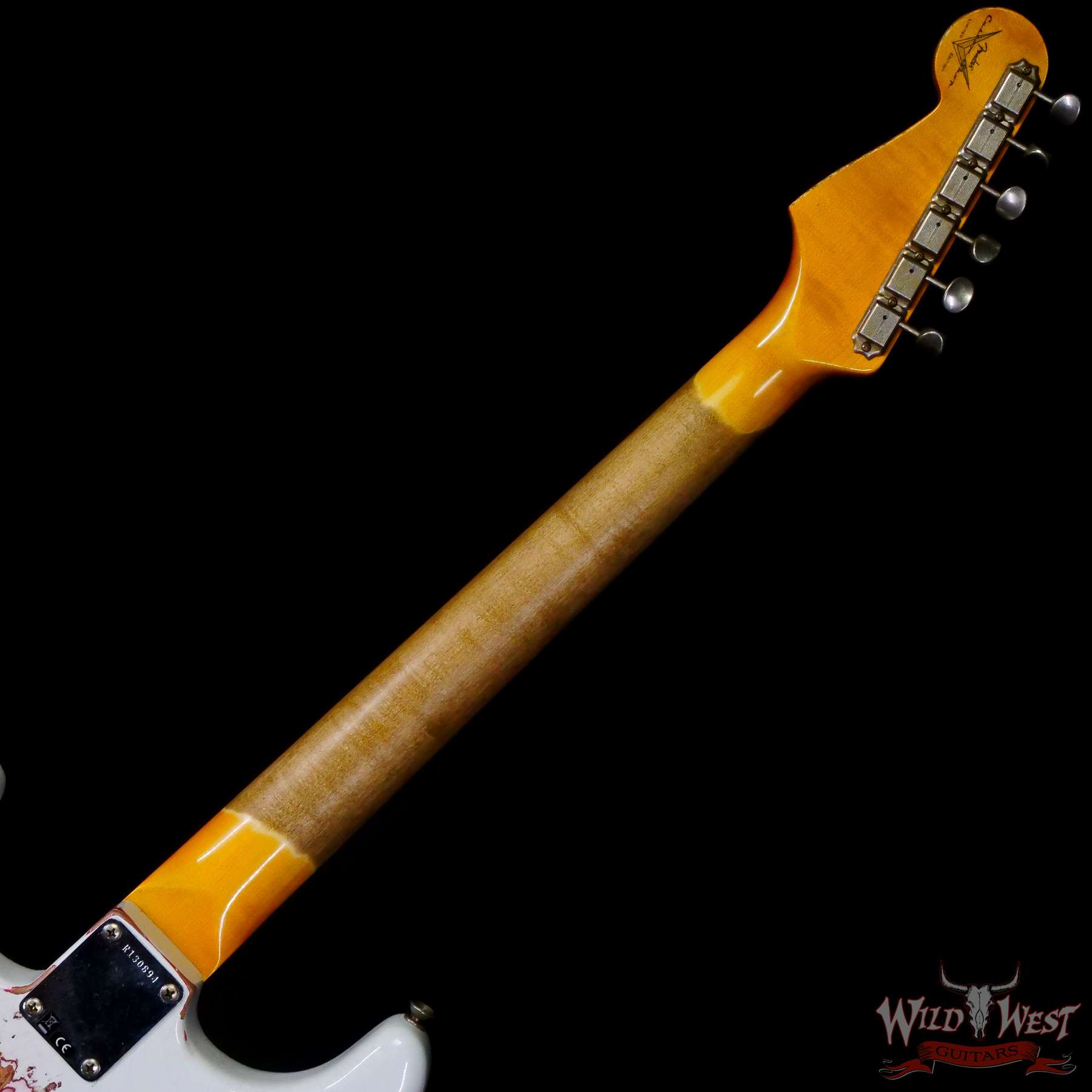 fendercs-wlfr-hsh-r130894-c3__wwg.jpg Fender Custom Shop Wild West White Lightning Stratocaster HSH Floyd Rose Rosewood Board 22 Frets Heavy Relic Fiesta Red - Image 5