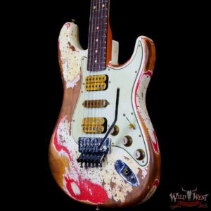 Fender Custom Shop Wild West White Lightning Stratocaster HSH Floyd Rose Rosewood Board 22 Frets Heavy Relic Fiesta Red - Image 2
