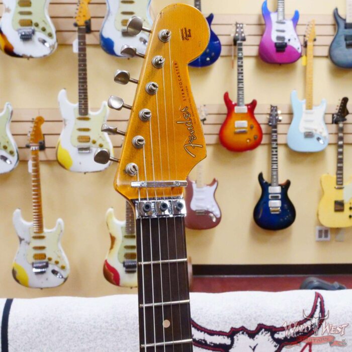Fender Custom Shop Wild West White Lightning Stratocaster HSH Floyd Rose Rosewood Board 22 Frets Heavy Relic Fiesta Red - Image 7