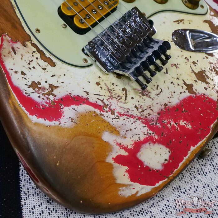Fender Custom Shop Wild West White Lightning Stratocaster HSH Floyd Rose Rosewood Board 22 Frets Heavy Relic Fiesta Red - Image 10