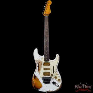 Fender Custom Shop Wild West White Lightning Stratocaster Floyd Rose HSH Rosewood Fingerboard 22 Frets Heavy Relic 2 Tone Sunburst 8.05 lbs - Image 3