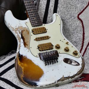 Fender Custom Shop Wild West White Lightning Stratocaster Floyd Rose HSH Rosewood Fingerboard 22 Frets Heavy Relic 2 Tone Sunburst 8.05 lbs - Image 8