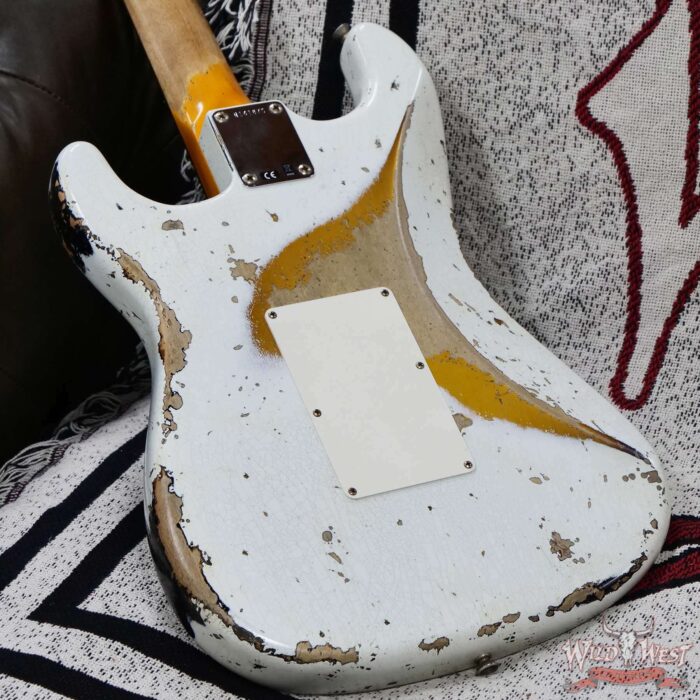 Fender Custom Shop Wild West White Lightning Stratocaster Floyd Rose HSH Rosewood Fingerboard 22 Frets Heavy Relic 2 Tone Sunburst 8.05 lbs - Image 12