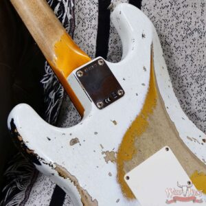Fender Custom Shop Wild West White Lightning Stratocaster Floyd Rose HSH Rosewood Fingerboard 22 Frets Heavy Relic 2 Tone Sunburst 8.05 lbs - Image 13