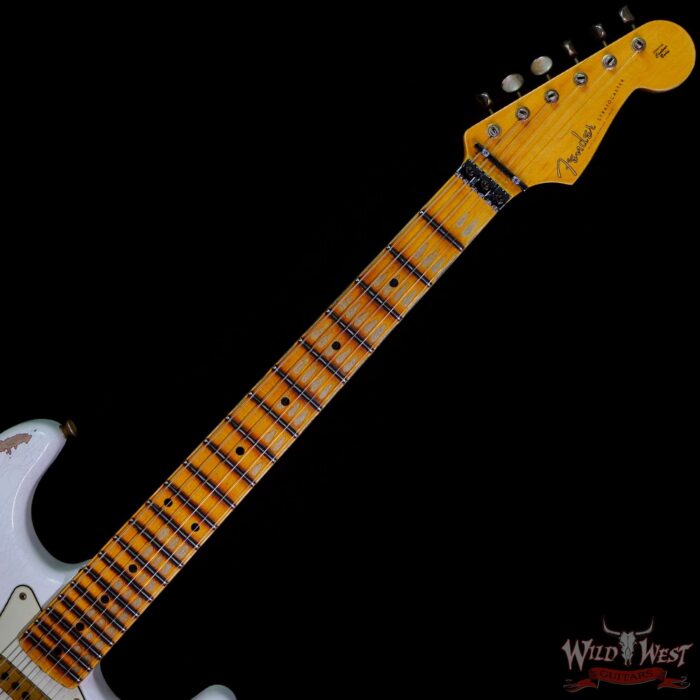 Fender Custom Shop Wild West White Lightning Stratocaster HSS Floyd Rose Rosewood Board 21 Frets Heavy Relic Fiesta Red - Image 4