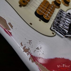 Fender Custom Shop Wild West White Lightning Stratocaster HSS Floyd Rose Rosewood Board 21 Frets Heavy Relic Fiesta Red - Image 9