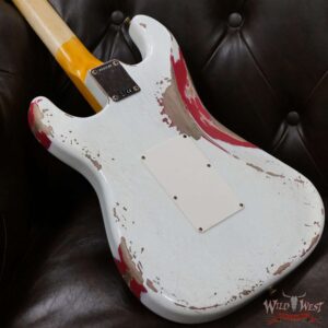 Fender Custom Shop Wild West White Lightning Stratocaster HSS Floyd Rose Rosewood Board 21 Frets Heavy Relic Fiesta Red - Image 12
