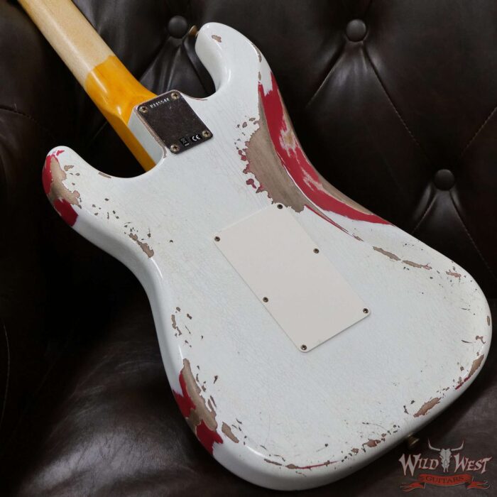 Fender Custom Shop Wild West White Lightning Stratocaster HSS Floyd Rose Rosewood Board 21 Frets Heavy Relic Fiesta Red - Image 12